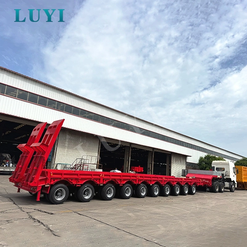10 Axle 100 Ton Heavy Duty Lowbed Trailer for Oversized Machinery Transport