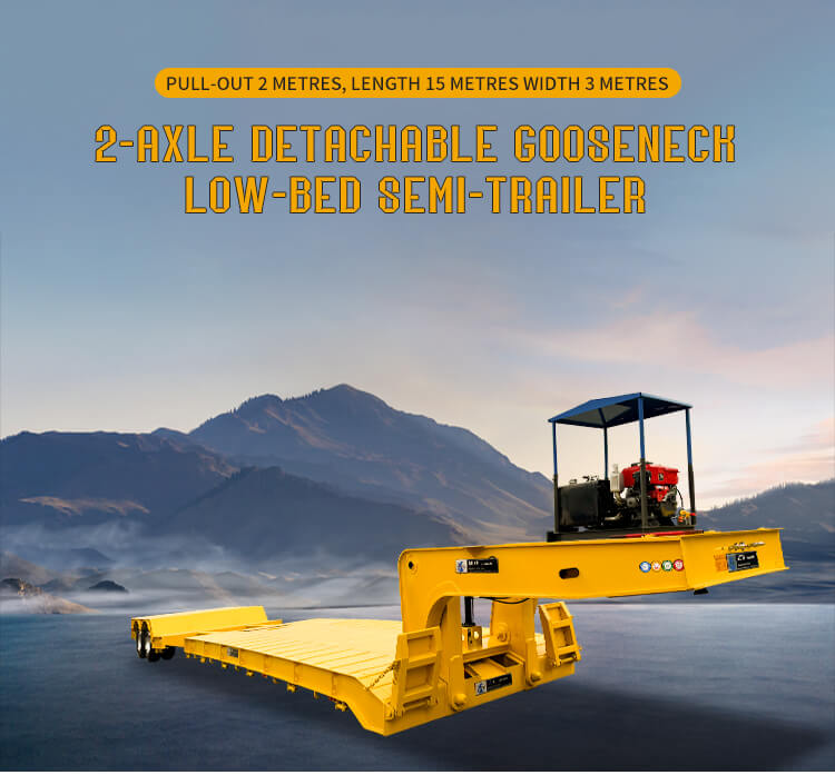 2-Axle 120-Ton Hydraulic Detachable Gooseneck Lowboy Trailer
