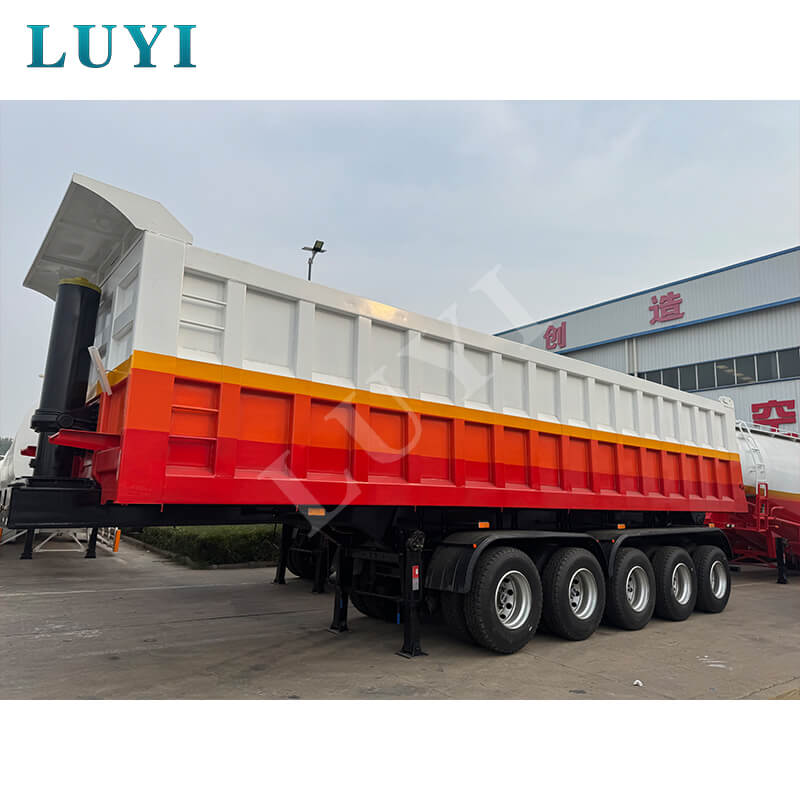 Luyi five-axis rear-tipping dump semi-trailer exported to Ghana, professional heavy equipment recognized