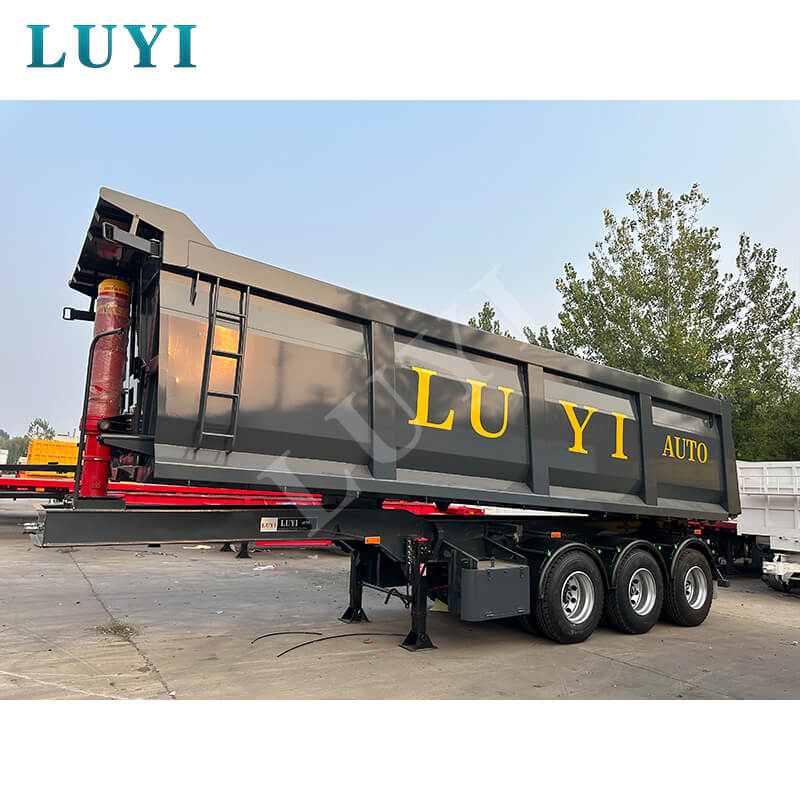 3 Axle Black Rectangular Rear Tipping Dump Semi Trailer
