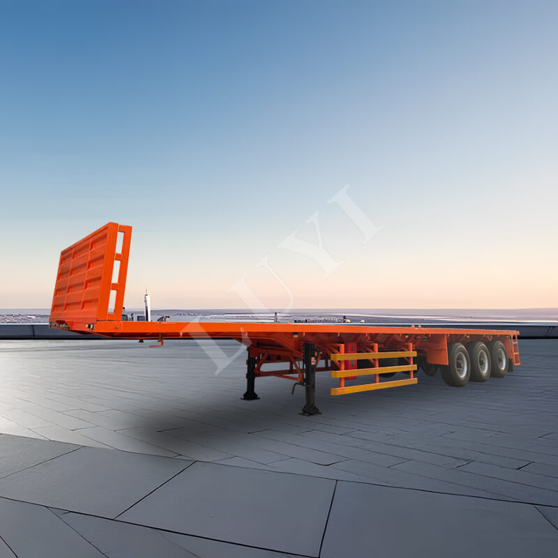 3 Axle Flatbed Semi Trailer Custom Designed For Carrying 60 Ton Heavy Goods