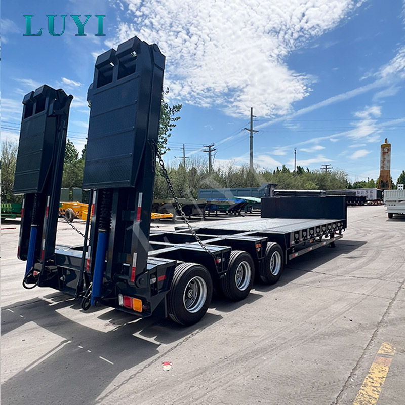 3 Line 6 Axle 80T Lowbed Semi Trailer for Heavy Machinery Transport