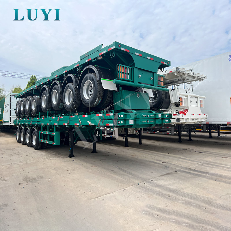 4 Axle 80 Ton Flatbed Semi Trailer for Container, Machinery and Heavy Cargo Transport