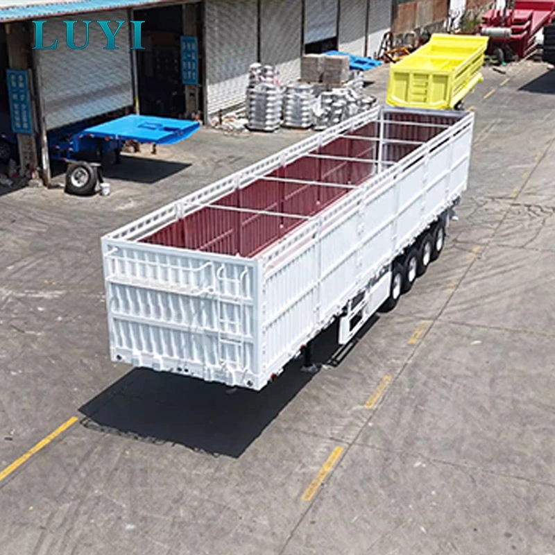 4 Axle 80 Ton High Fence Semi Trailer for Bulk Cargo and Container Transport