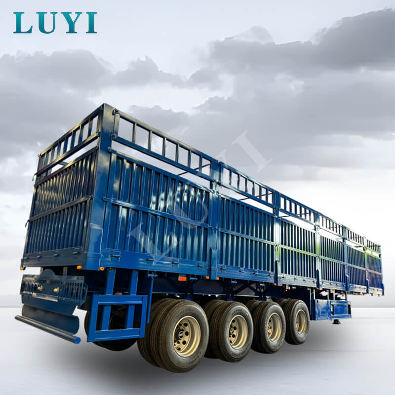 4-axle side-tipping stake semi-trailer