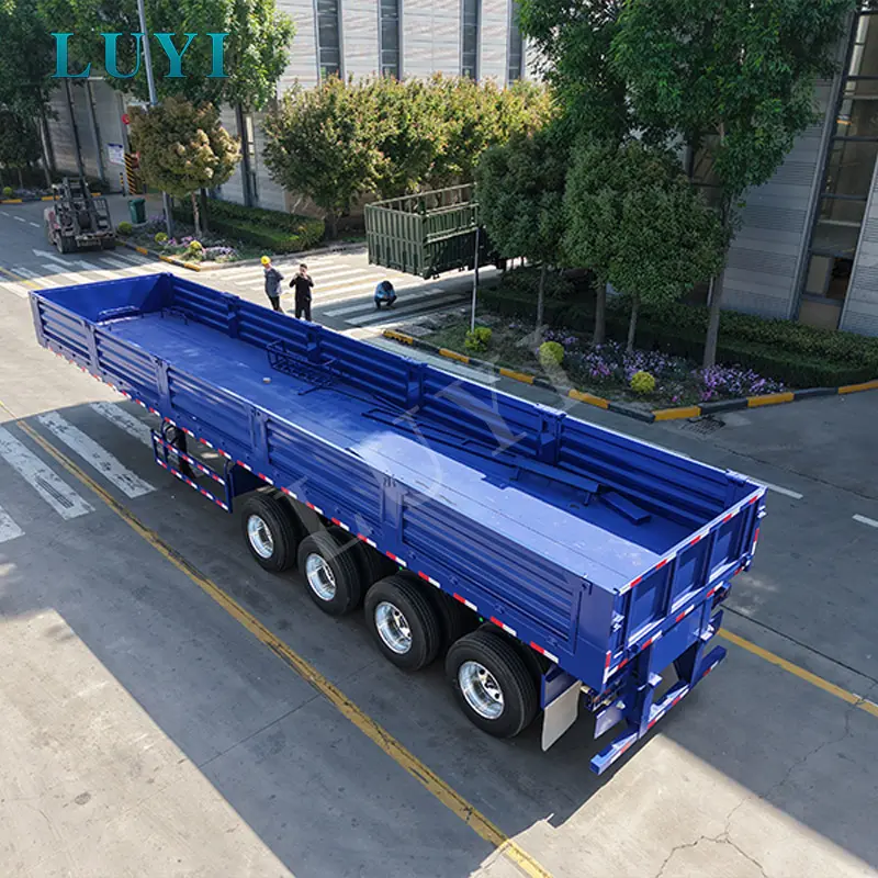 4 Axle Sidewall Semi Trailer for Bulk Cargo and Container Transport