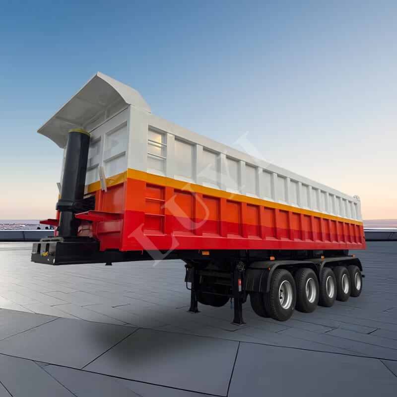 5-Axis Carbon Steel Dump Truck Trailer, Heavy-Duty 120-Ton Rear Dump Trailer