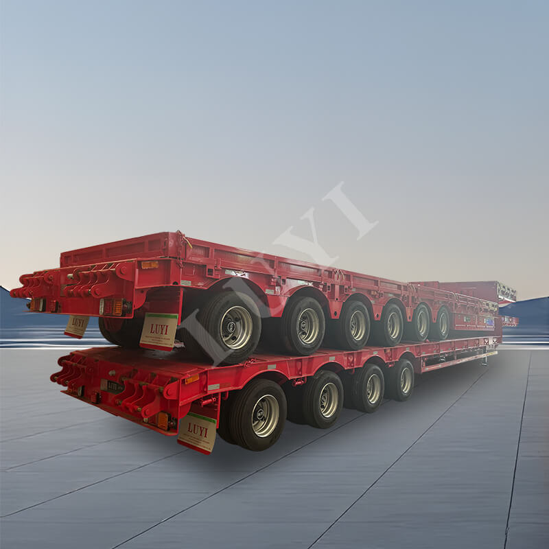 6-Axle 80-100 Ton Retractable Steel Container Low-Bed Semi-Trailer