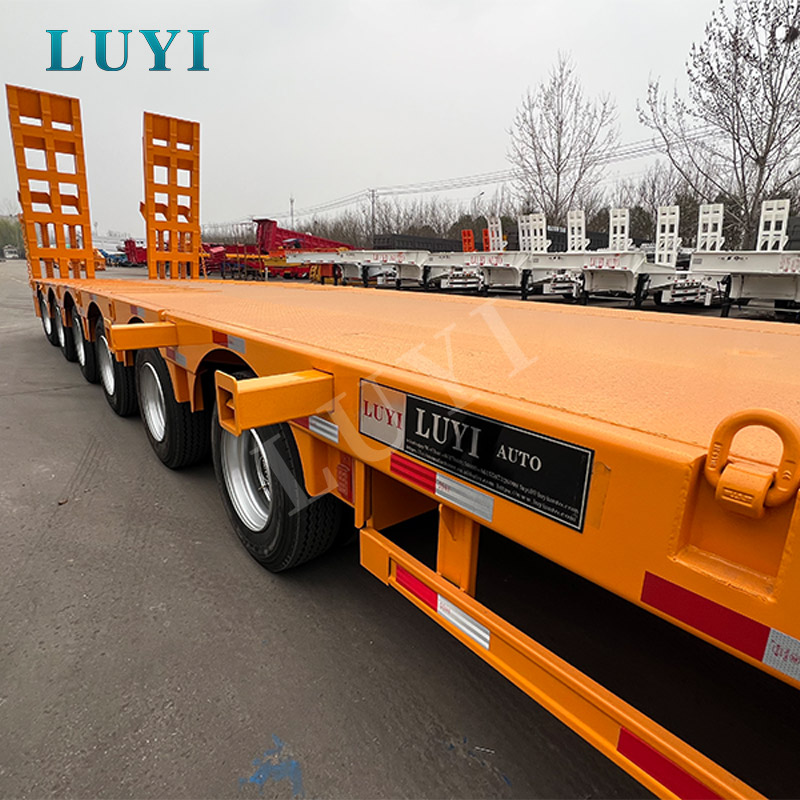 6 Axle Heavy Duty Lowbed Semi Trailer for 80T Heavy Machinery Transport