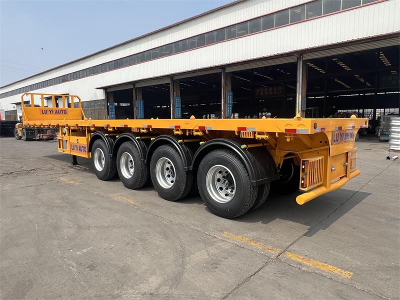 Heavy Duty 4 Axle 80T Flatbed Semi Trailer for Container and Heavy Cargo Transport