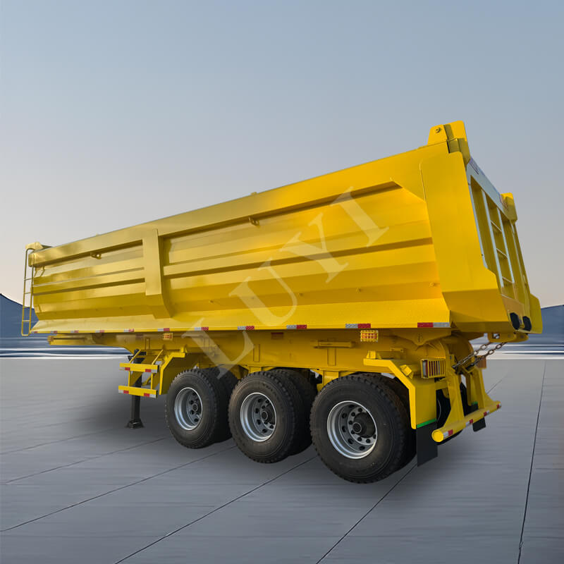 Heavy Duty Hydraulic 3 Axle 60-80 Ton U Type Rear Tipping Semi Trailer
