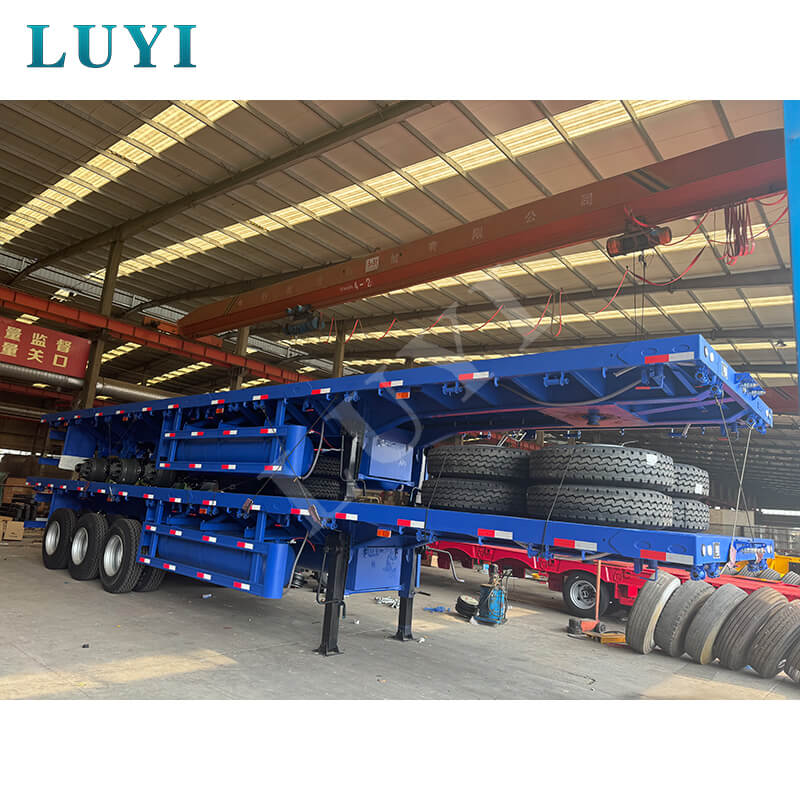 High quality 3 axle 4 Foot 50 Ton Flatbed Semi Trailer for sale