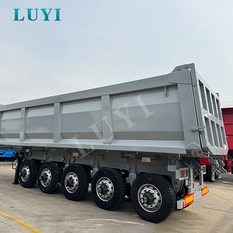 High quality Gray Five-axis Rear-tipping Semi-trailer