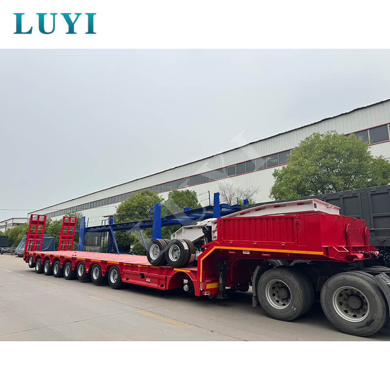 LUYI 8-axle 17-meter Telescopic Gooseneck Low-bed Semi-trailer
