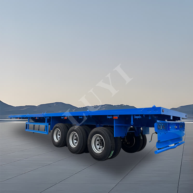 Three Axle Load 60 Ton Structural Steel Mechanical Suspension / Air Suspension Flatbed Semi Trailer