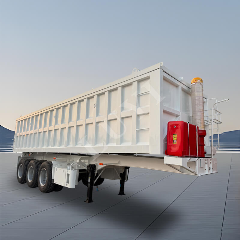 Three Axle Rectangular U Shaped 60 Ton Rear Tipping Dump Semi Trailer