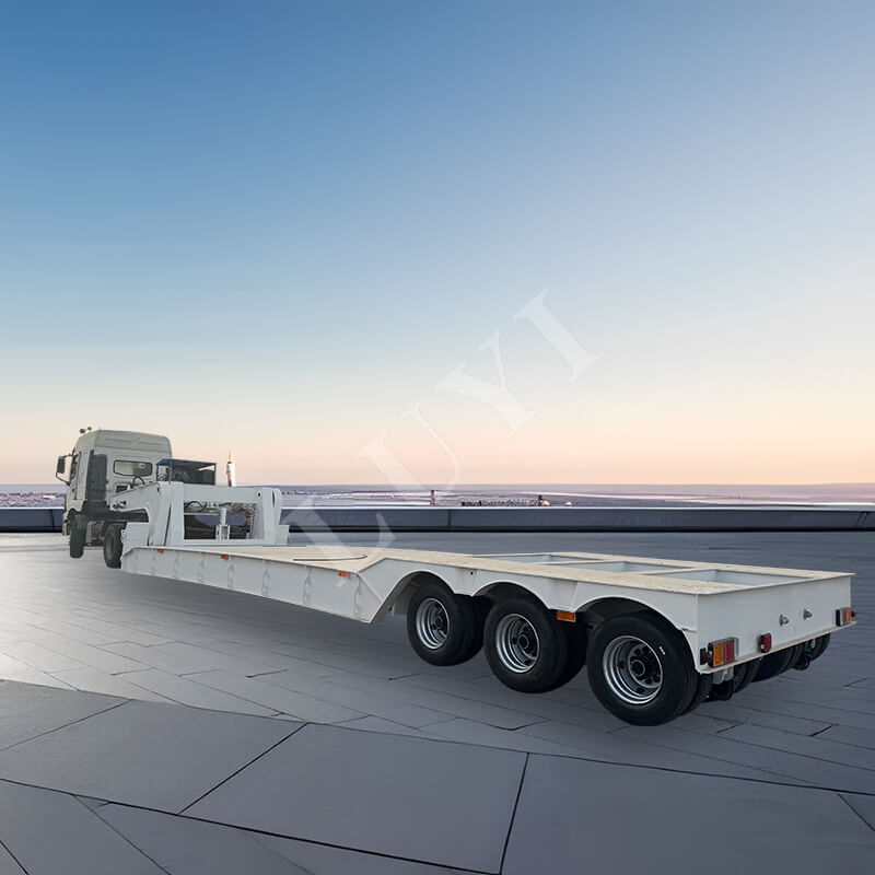Three-axle six-shaft folding gooseneck low-bed semi-trailer